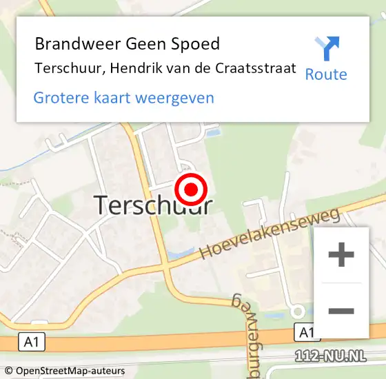 Locatie op kaart van de 112 melding: Brandweer Geen Spoed Naar Terschuur, Hendrik van de Craatsstraat op 20 februari 2022 13:15