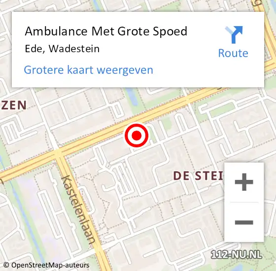 Locatie op kaart van de 112 melding: Ambulance Met Grote Spoed Naar Ede, Wadestein op 20 februari 2022 13:17