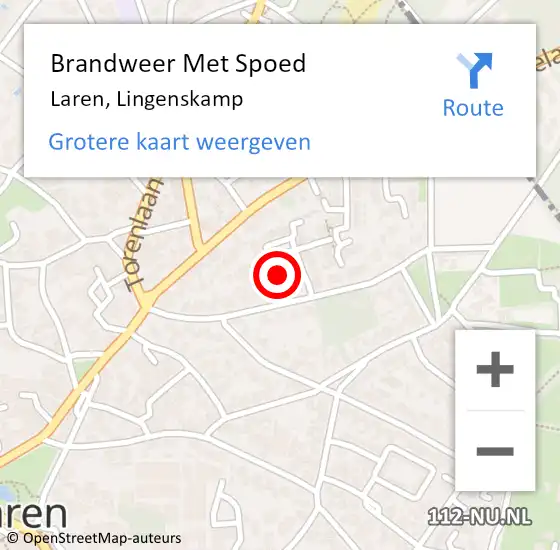 Locatie op kaart van de 112 melding: Brandweer Met Spoed Naar Laren, Lingenskamp op 20 februari 2022 13:18