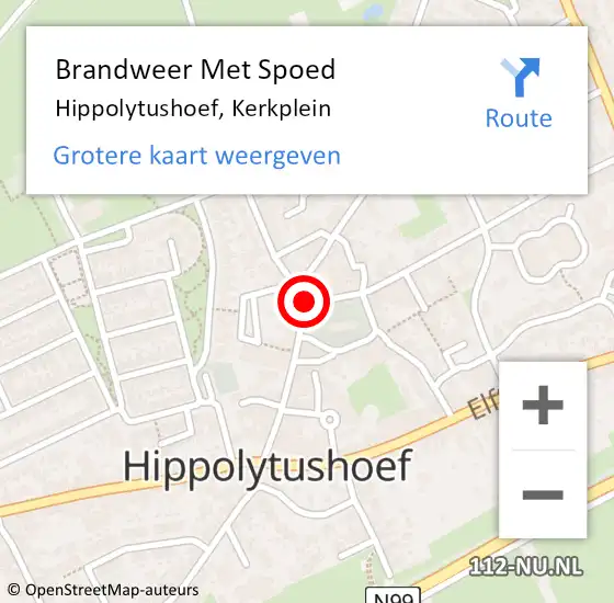 Locatie op kaart van de 112 melding: Brandweer Met Spoed Naar Hippolytushoef, Kerkplein op 20 februari 2022 13:24