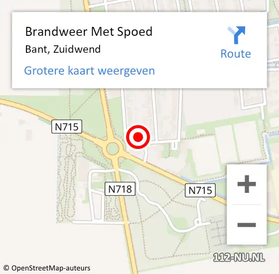 Locatie op kaart van de 112 melding: Brandweer Met Spoed Naar Bant, Zuidwend op 20 februari 2022 13:29