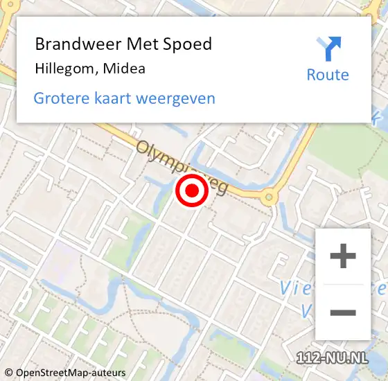 Locatie op kaart van de 112 melding: Brandweer Met Spoed Naar Hillegom, Midea op 20 februari 2022 13:29