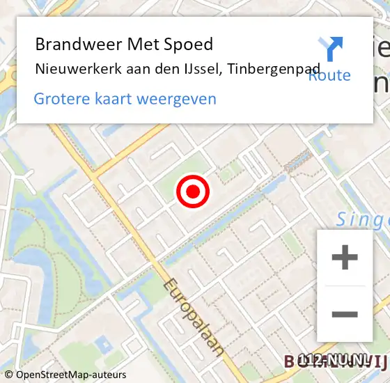 Locatie op kaart van de 112 melding: Brandweer Met Spoed Naar Nieuwerkerk aan den IJssel, Tinbergenpad op 20 februari 2022 13:30