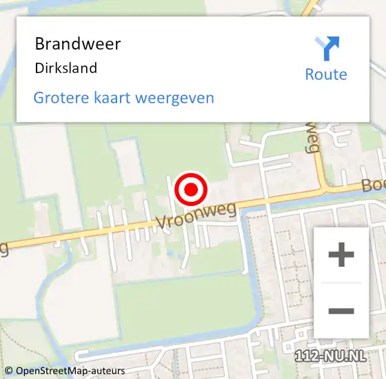 Locatie op kaart van de 112 melding: Brandweer Dirksland op 20 februari 2022 13:31