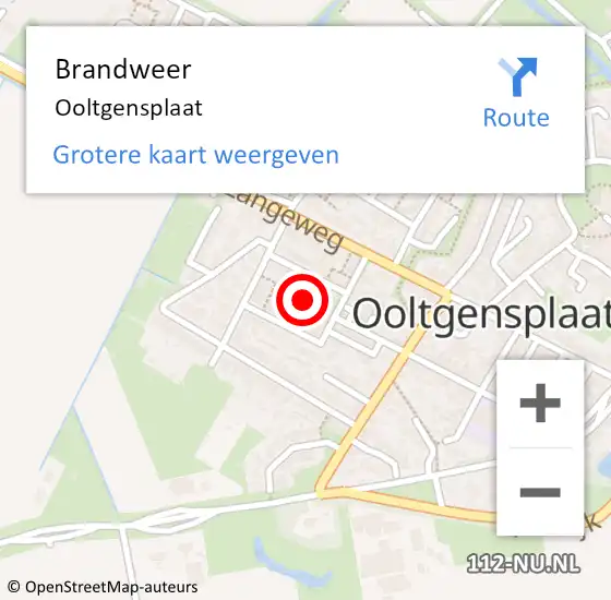 Locatie op kaart van de 112 melding: Brandweer Ooltgensplaat op 20 februari 2022 13:35