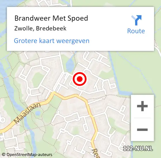 Locatie op kaart van de 112 melding: Brandweer Met Spoed Naar Zwolle, Bredebeek op 20 februari 2022 13:36