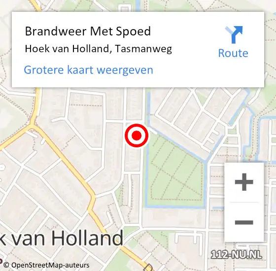 Locatie op kaart van de 112 melding: Brandweer Met Spoed Naar Hoek van Holland, Tasmanweg op 20 februari 2022 13:37