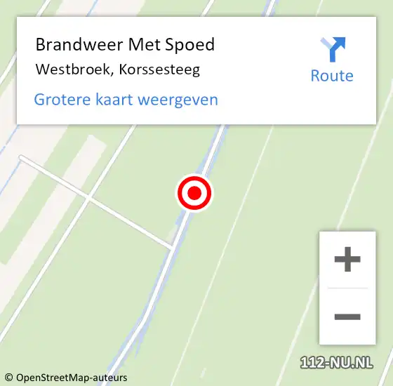 Locatie op kaart van de 112 melding: Brandweer Met Spoed Naar Westbroek, Korssesteeg op 9 juli 2014 00:56