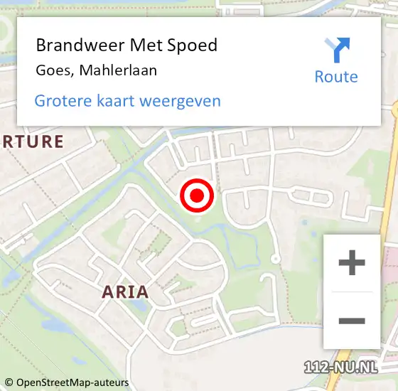 Locatie op kaart van de 112 melding: Brandweer Met Spoed Naar Goes, Mahlerlaan op 20 februari 2022 13:54