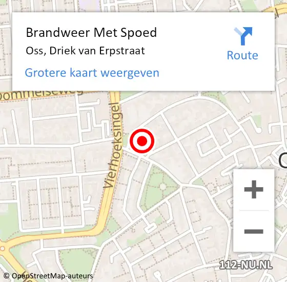 Locatie op kaart van de 112 melding: Brandweer Met Spoed Naar Oss, Driek van Erpstraat op 20 februari 2022 13:59