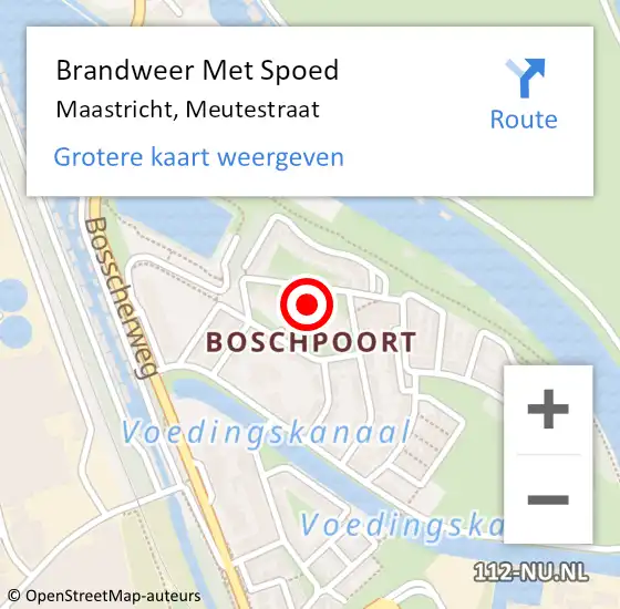 Locatie op kaart van de 112 melding: Brandweer Met Spoed Naar Maastricht, Meutestraat op 20 februari 2022 13:59