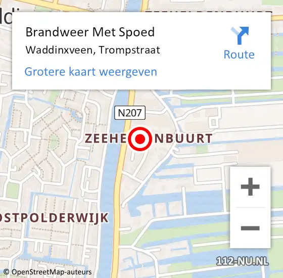 Locatie op kaart van de 112 melding: Brandweer Met Spoed Naar Waddinxveen, Trompstraat op 20 februari 2022 14:00