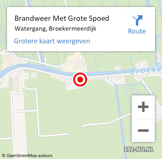 Locatie op kaart van de 112 melding: Brandweer Met Grote Spoed Naar Watergang, Broekermeerdijk op 9 juli 2014 01:02