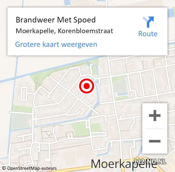 Locatie op kaart van de 112 melding: Brandweer Met Spoed Naar Moerkapelle, Korenbloemstraat op 20 februari 2022 14:06