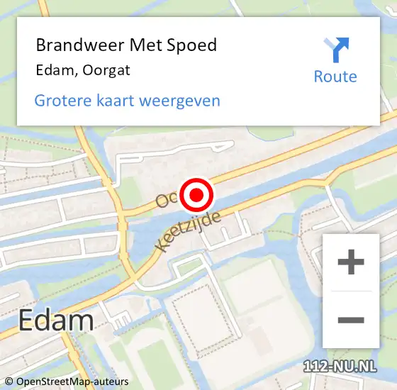 Locatie op kaart van de 112 melding: Brandweer Met Spoed Naar Edam, Oorgat op 20 februari 2022 14:06