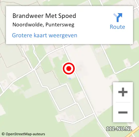 Locatie op kaart van de 112 melding: Brandweer Met Spoed Naar Noordwolde, Puntersweg op 20 februari 2022 14:08