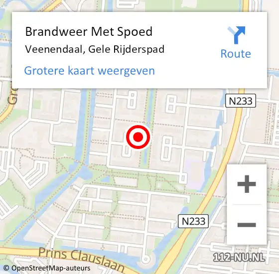 Locatie op kaart van de 112 melding: Brandweer Met Spoed Naar Veenendaal, Gele Rijderspad op 20 februari 2022 14:15