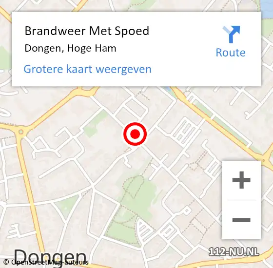 Locatie op kaart van de 112 melding: Brandweer Met Spoed Naar Dongen, Hoge Ham op 20 februari 2022 14:22