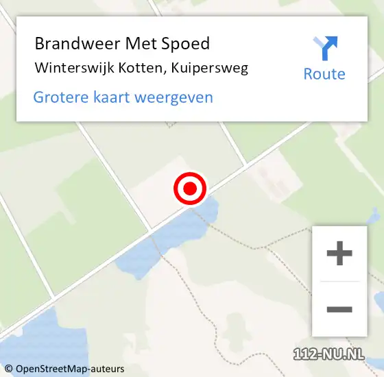 Locatie op kaart van de 112 melding: Brandweer Met Spoed Naar Winterswijk Kotten, Kuipersweg op 20 februari 2022 14:22