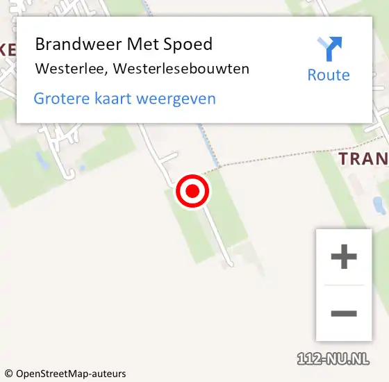 Locatie op kaart van de 112 melding: Brandweer Met Spoed Naar Westerlee, Westerlesebouwten op 20 februari 2022 14:23