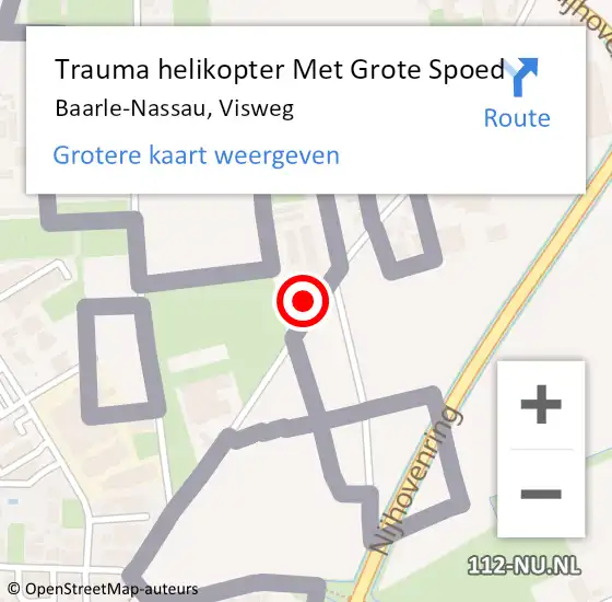 Locatie op kaart van de 112 melding: Trauma helikopter Met Grote Spoed Naar Baarle-Nassau, Visweg op 20 februari 2022 14:24