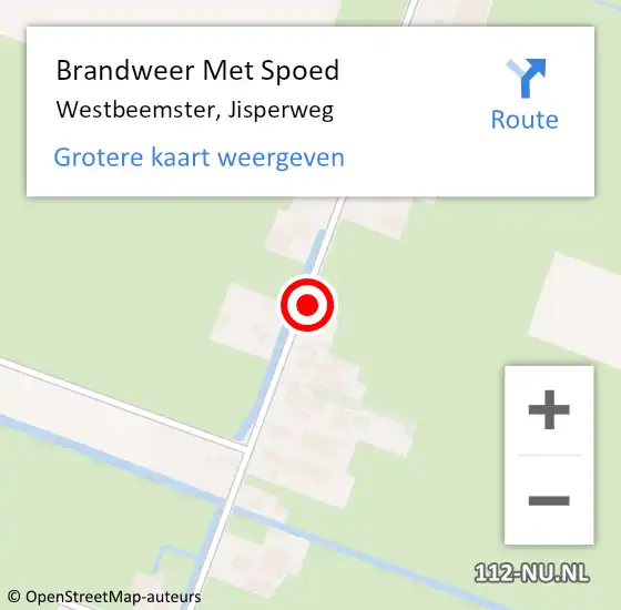 Locatie op kaart van de 112 melding: Brandweer Met Spoed Naar Westbeemster, Jisperweg op 20 februari 2022 14:30