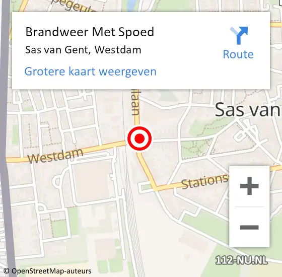 Locatie op kaart van de 112 melding: Brandweer Met Spoed Naar Sas van Gent, Westdam op 20 februari 2022 14:34