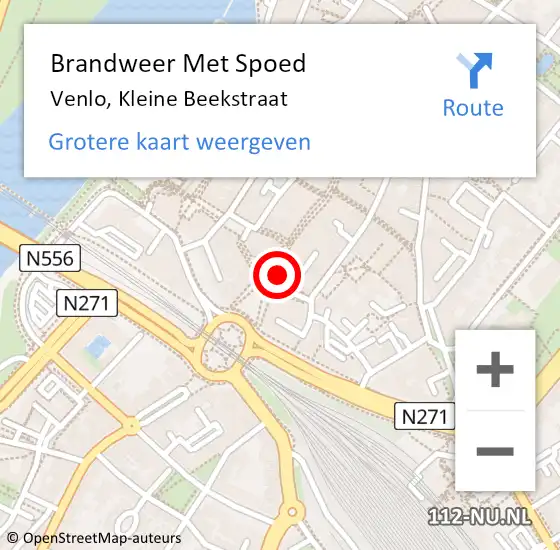 Locatie op kaart van de 112 melding: Brandweer Met Spoed Naar Venlo, Kleine Beekstraat op 20 februari 2022 14:35