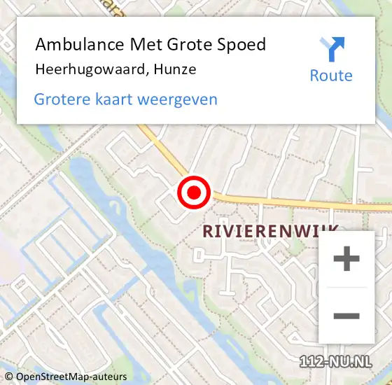 Locatie op kaart van de 112 melding: Ambulance Met Grote Spoed Naar Heerhugowaard, Hunze op 20 februari 2022 14:37