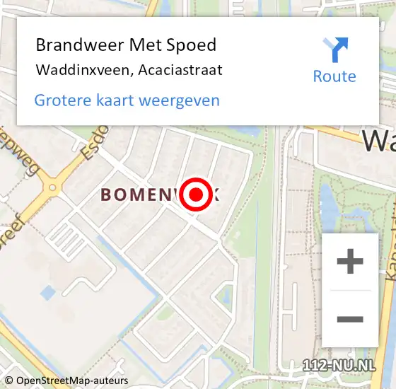 Locatie op kaart van de 112 melding: Brandweer Met Spoed Naar Waddinxveen, Acaciastraat op 20 februari 2022 14:39