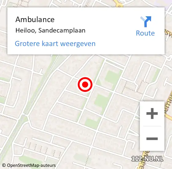 Locatie op kaart van de 112 melding: Ambulance Heiloo, Sandecamplaan op 20 februari 2022 14:40