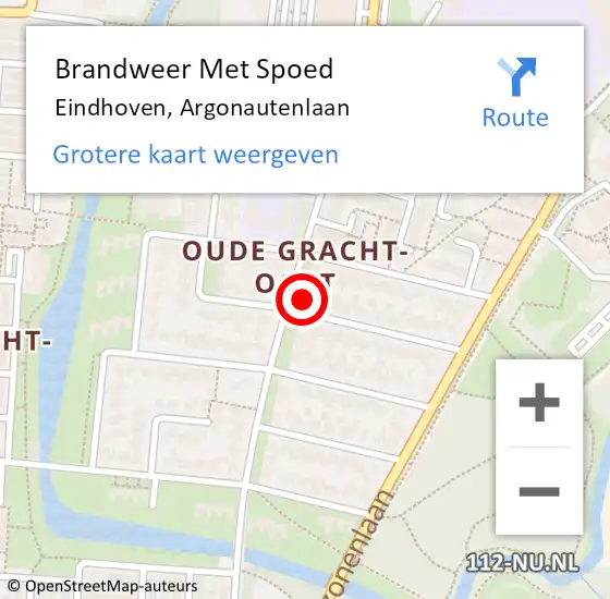 Locatie op kaart van de 112 melding: Brandweer Met Spoed Naar Eindhoven, Argonautenlaan op 20 februari 2022 14:44