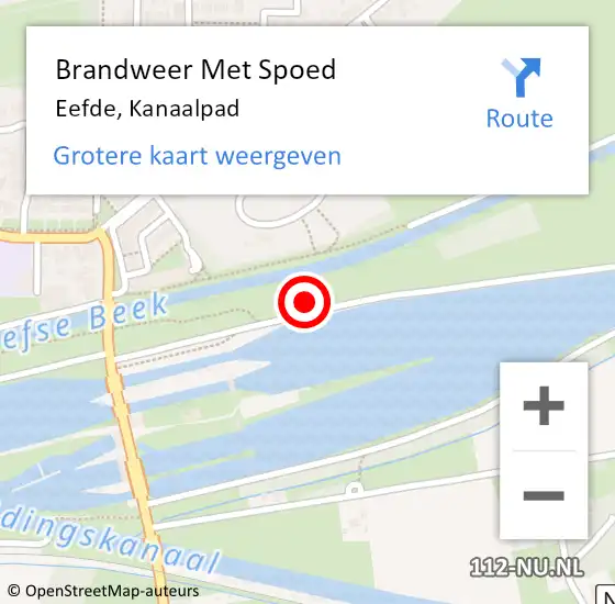 Locatie op kaart van de 112 melding: Brandweer Met Spoed Naar Eefde, Kanaalpad op 20 februari 2022 14:57