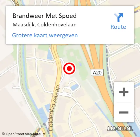 Locatie op kaart van de 112 melding: Brandweer Met Spoed Naar Maasdijk, Coldenhovelaan op 20 februari 2022 15:01