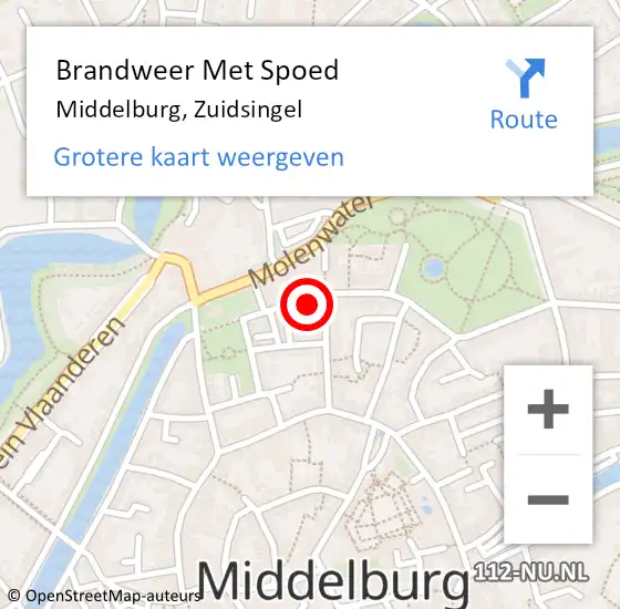 Locatie op kaart van de 112 melding: Brandweer Met Spoed Naar Middelburg, Zuidsingel op 20 februari 2022 15:01