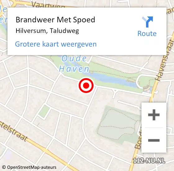 Locatie op kaart van de 112 melding: Brandweer Met Spoed Naar Hilversum, Taludweg op 20 februari 2022 15:03