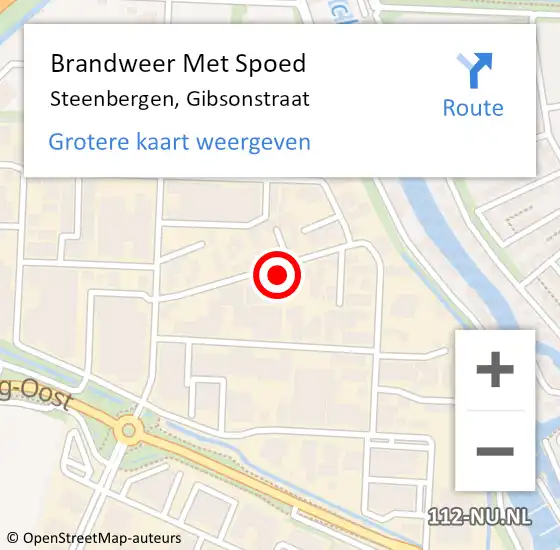 Locatie op kaart van de 112 melding: Brandweer Met Spoed Naar Steenbergen, Gibsonstraat op 20 februari 2022 15:09