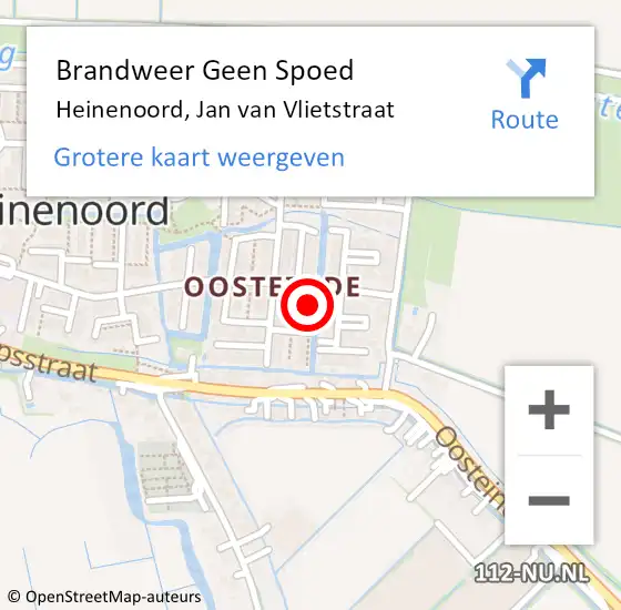 Locatie op kaart van de 112 melding: Brandweer Geen Spoed Naar Heinenoord, Jan van Vlietstraat op 20 februari 2022 15:09