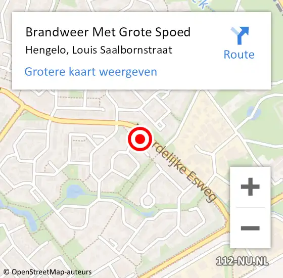 Locatie op kaart van de 112 melding: Brandweer Met Grote Spoed Naar Hengelo, Louis Saalbornstraat op 20 februari 2022 15:11