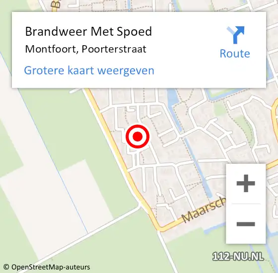 Locatie op kaart van de 112 melding: Brandweer Met Spoed Naar Montfoort, Poorterstraat op 20 februari 2022 15:21