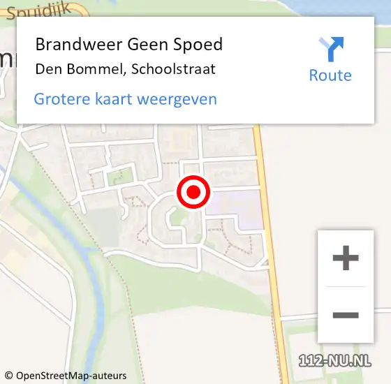 Locatie op kaart van de 112 melding: Brandweer Geen Spoed Naar Den Bommel, Schoolstraat op 20 februari 2022 15:26