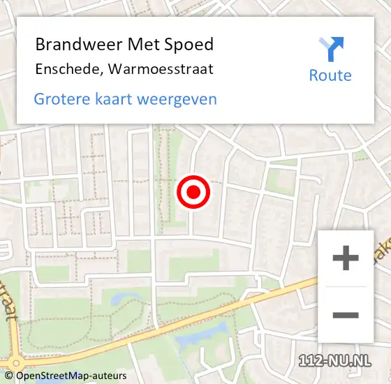 Locatie op kaart van de 112 melding: Brandweer Met Spoed Naar Enschede, Warmoesstraat op 20 februari 2022 15:49