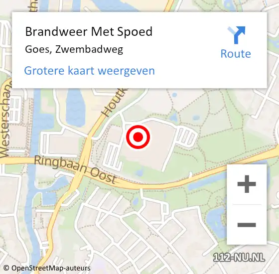 Locatie op kaart van de 112 melding: Brandweer Met Spoed Naar Goes, Zwembadweg op 20 februari 2022 15:55