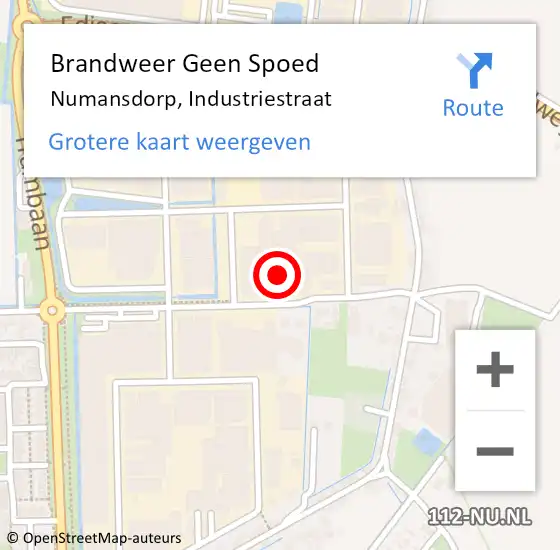 Locatie op kaart van de 112 melding: Brandweer Geen Spoed Naar Numansdorp, Industriestraat op 20 februari 2022 15:59