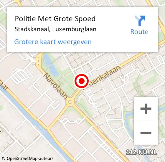 Locatie op kaart van de 112 melding: Politie Met Grote Spoed Naar Stadskanaal, Luxemburglaan op 20 februari 2022 16:15
