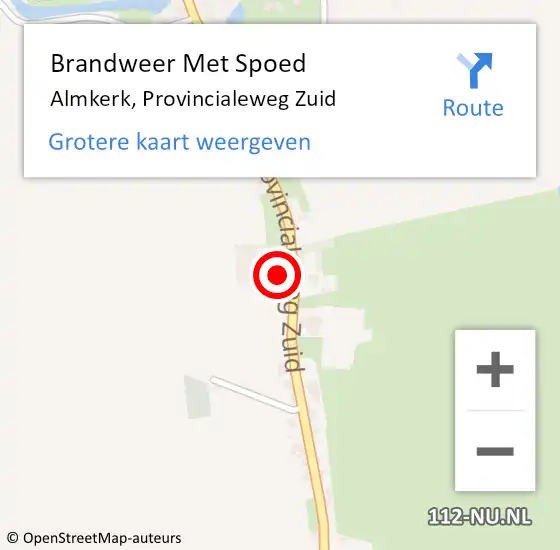 Locatie op kaart van de 112 melding: Brandweer Met Spoed Naar Almkerk, Provincialeweg Zuid op 20 februari 2022 16:15