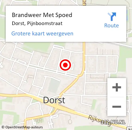 Locatie op kaart van de 112 melding: Brandweer Met Spoed Naar Dorst, Pijnboomstraat op 20 februari 2022 16:19