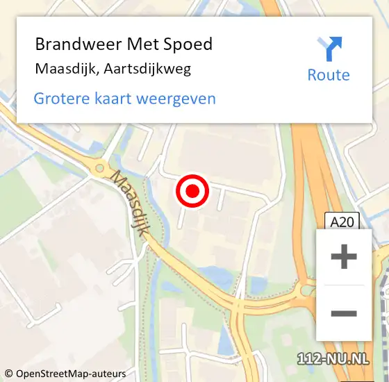 Locatie op kaart van de 112 melding: Brandweer Met Spoed Naar Maasdijk, Aartsdijkweg op 20 februari 2022 16:43