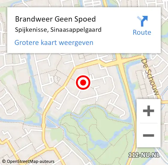 Locatie op kaart van de 112 melding: Brandweer Geen Spoed Naar Spijkenisse, Sinaasappelgaard op 20 februari 2022 16:48