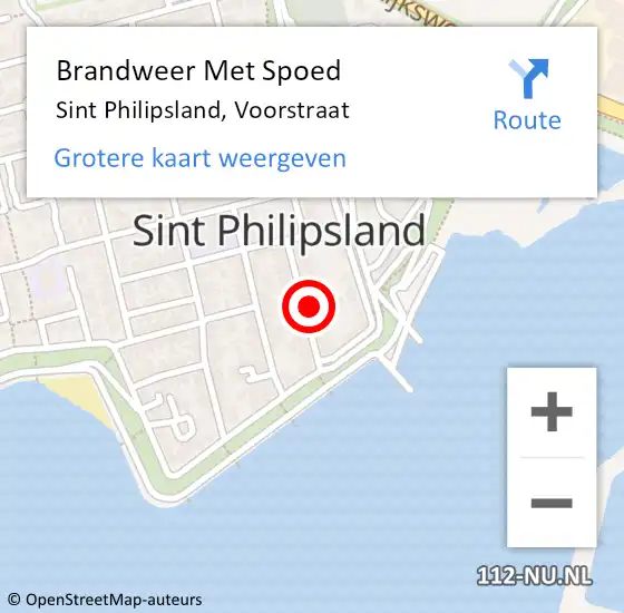 Locatie op kaart van de 112 melding: Brandweer Met Spoed Naar Sint Philipsland, Voorstraat op 20 februari 2022 16:50